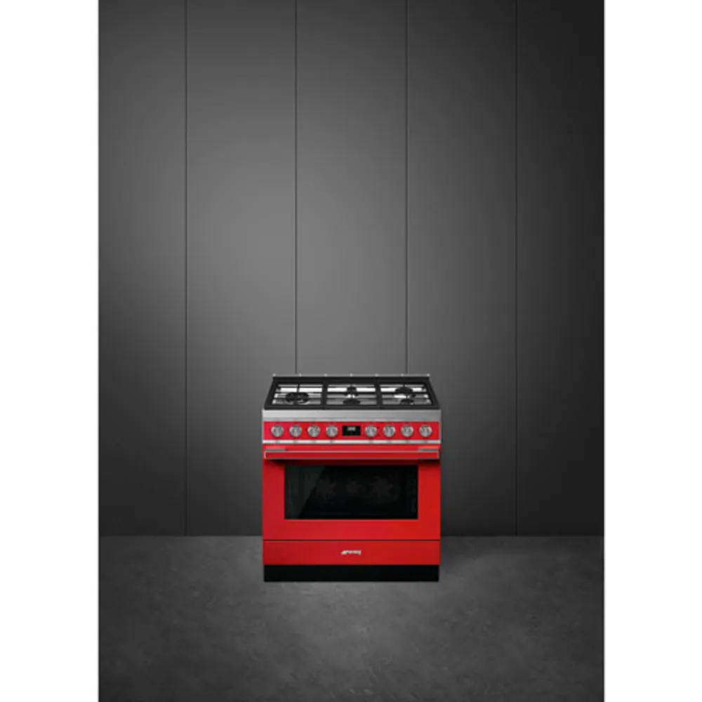 Smeg Portofino 36" 4.5 Cu. Ft. True Convection 5-Burner Freestanding Gas Range (CPF36UGGR) - Red