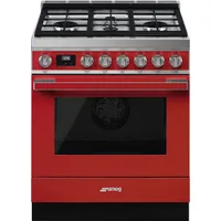 Smeg Portofino 30" 3.7 Cu. Ft. True Convection Freestanding Gas Range (CPF30UGGR) - Red