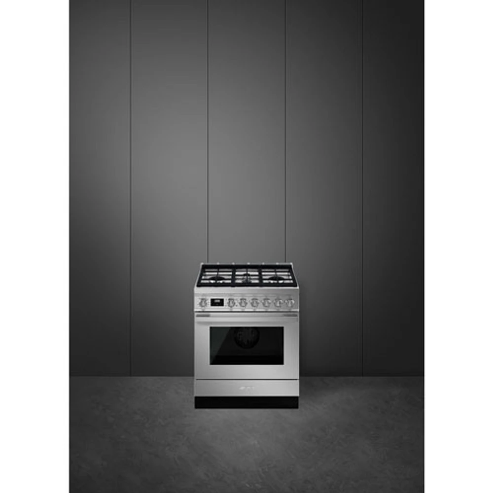 Smeg Portofino 30" 3.7 Cu. Ft. True Convection Freestanding Gas Range (CPF30UGGX) - Stainless Steel