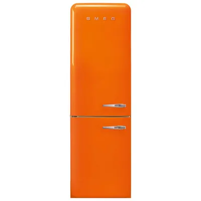 Smeg 50's Style 24" 12.9 Cu. Ft. Bottom Freezer Refrigerator with LED Lighting (FAB32ULOR3) - Orange