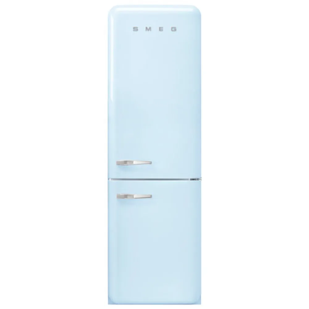 Smeg 50's Style 24" 12.9 Cu. Ft. Bottom Freezer Refrigerator w/ LED Lighting (FAB32URPB3) - Pastel Blue