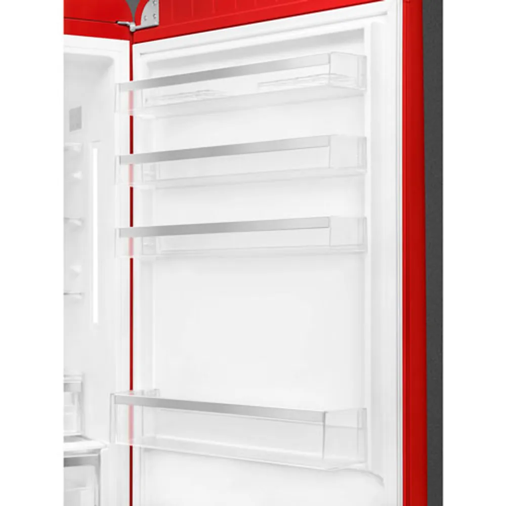 Smeg 50's Style 28" 18 Cu. Ft. Bottom Freezer Refrigerator with Ice Dispenser (FAB38URRD) - Red