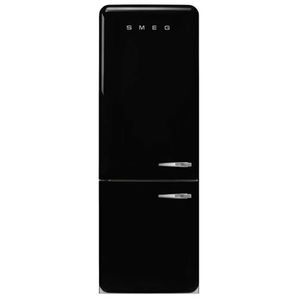Smeg 50's Style 28" 18 Cu. Ft. Bottom Freezer Refrigerator with Ice Dispenser (FAB38ULBL) - Black