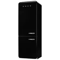 Smeg 50's Style 28" 18 Cu. Ft. Bottom Freezer Refrigerator with Ice Dispenser (FAB38ULBL) - Black