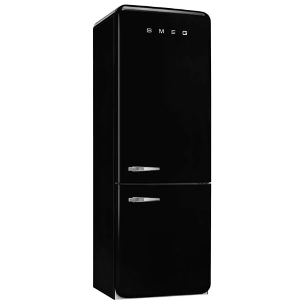 Smeg 50's Style 28" 18 Cu. Ft. Bottom Freezer Refrigerator with Ice Dispenser (FAB38URBL) - Black