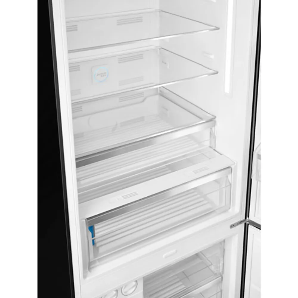 Smeg 50's Style 28" 18 Cu. Ft. Bottom Freezer Refrigerator with Ice Dispenser (FAB38URBL) - Black