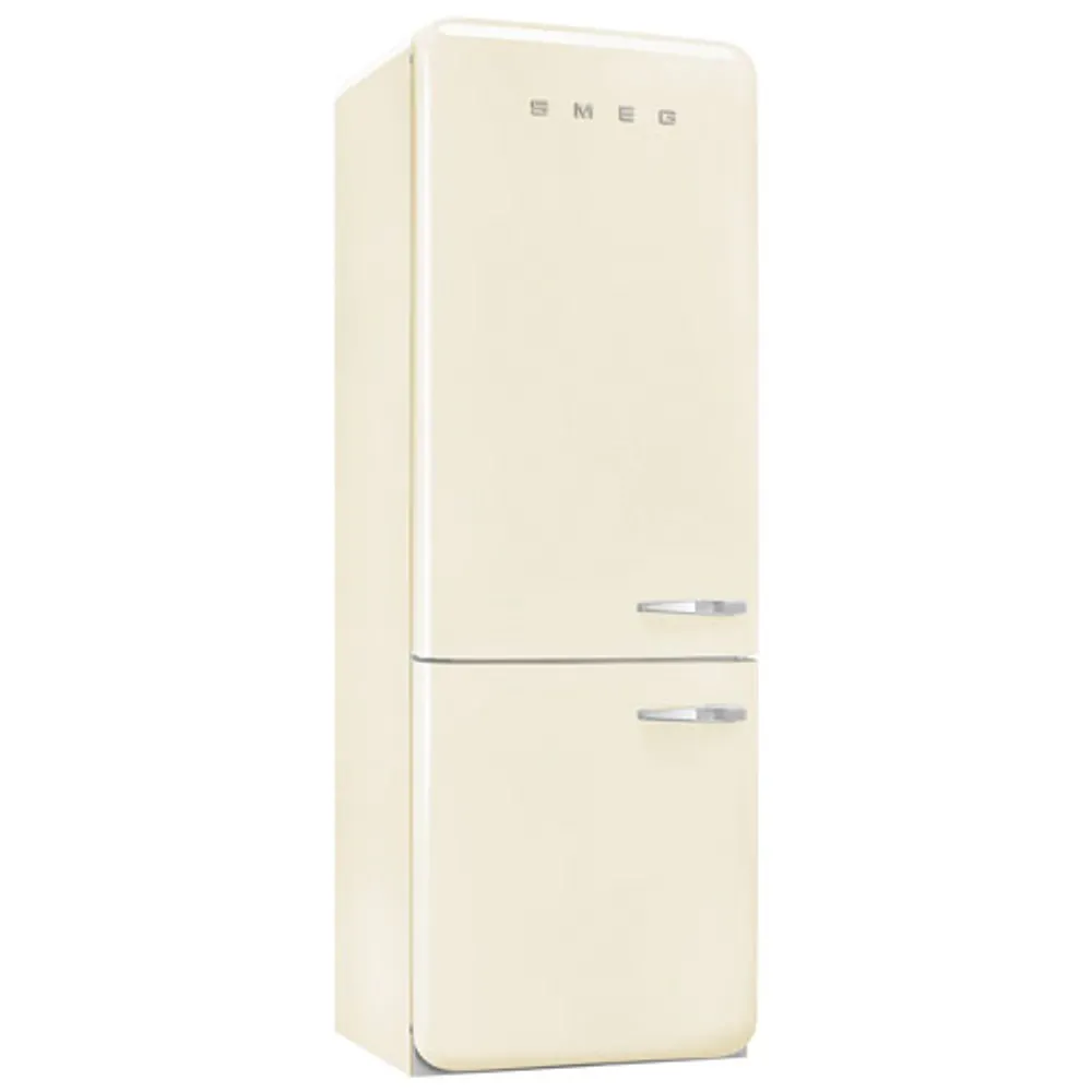 Smeg 50's Style 28" 18 Cu. Ft. Bottom Freezer Refrigerator with Ice Dispenser (FAB38ULCR) - Cream