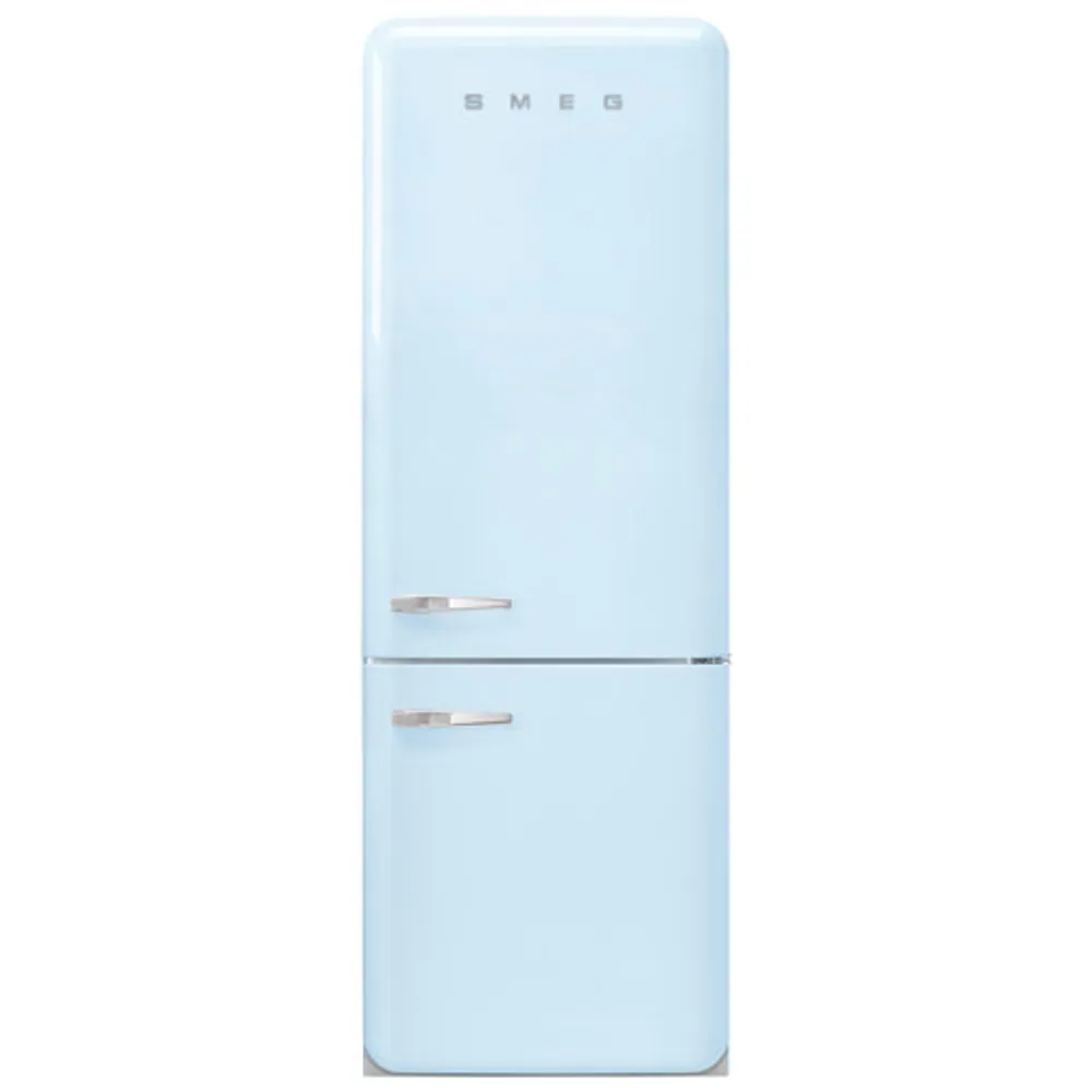 Smeg 50's Style 28" 18 Cu. Ft. Bottom Freezer Refrigerator with Ice Dispenser (FAB38URPB) - Pastel Blue