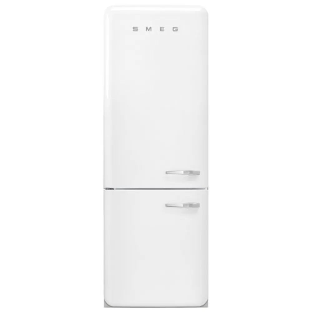 Smeg 50's Style 28" 18 Cu. Ft. Bottom Freezer Refrigerator with Ice Dispenser (FAB38ULWH) - White