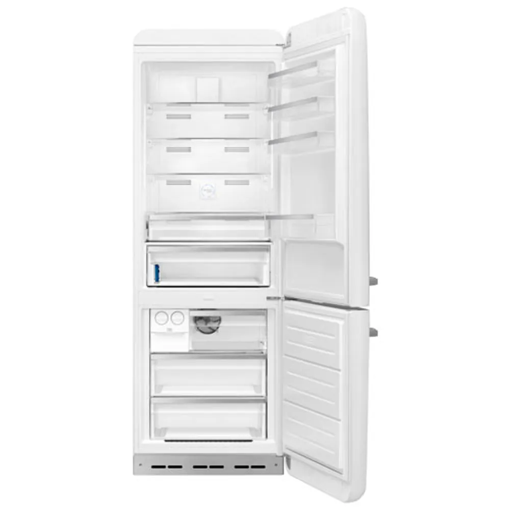 Smeg 50's Style 28" 18 Cu. Ft. Bottom Freezer Refrigerator with Ice Dispenser (FAB38URWH) - White