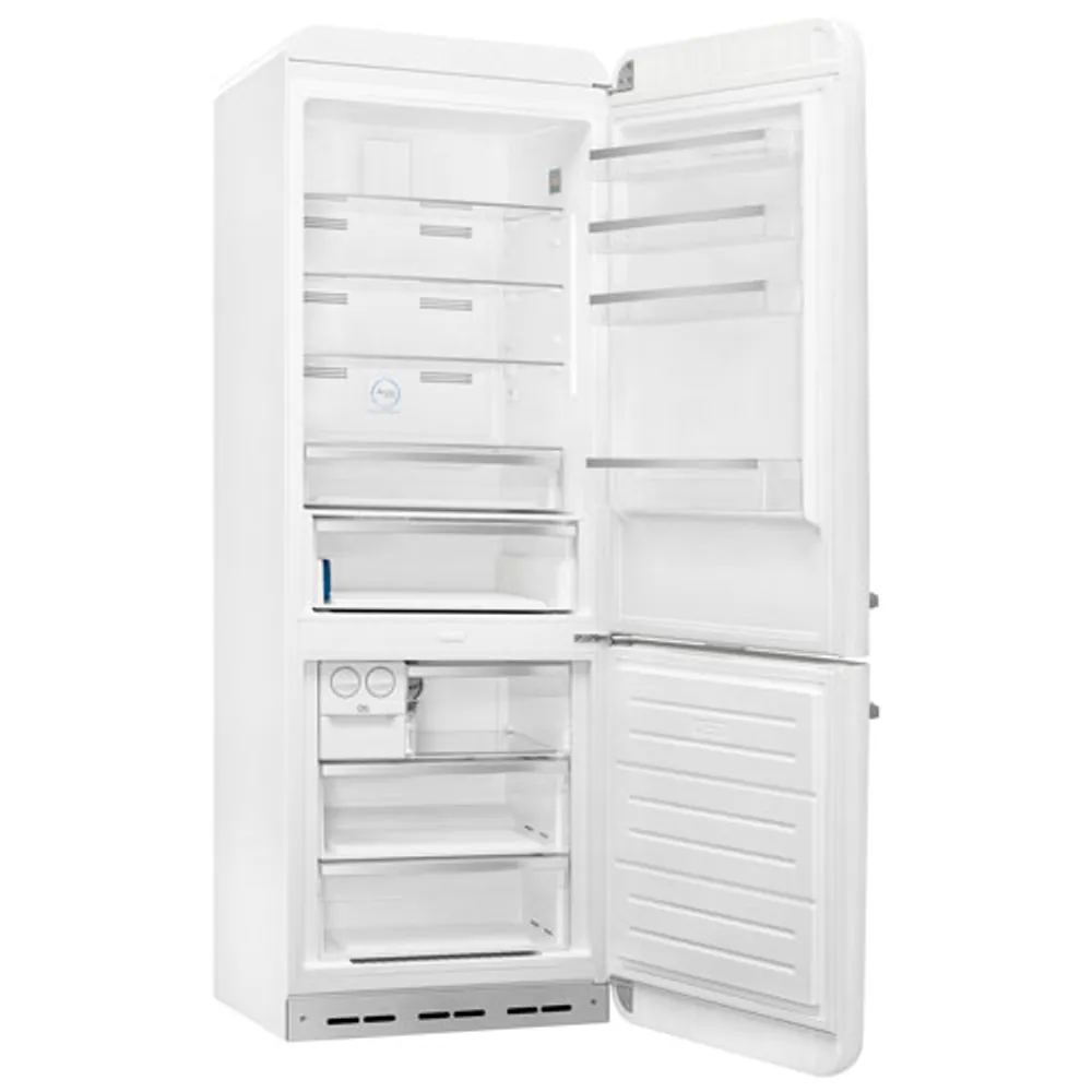 Smeg 50's Style 28" 18 Cu. Ft. Bottom Freezer Refrigerator with Ice Dispenser (FAB38URWH) - White