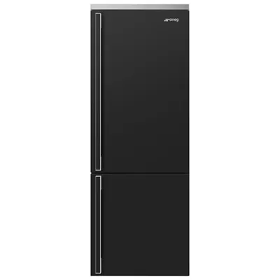 Smeg Portofino 28" 18 Cu. Ft. Bottom Freezer Refrigerator with Ice Dispenser (FA490URAN) - Anthracite