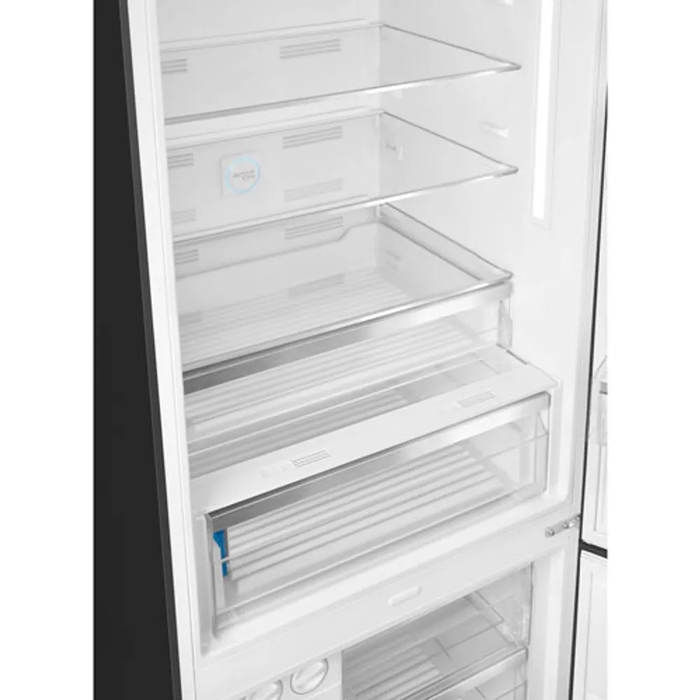 Smeg Portofino 28" 18 Cu. Ft. Bottom Freezer Refrigerator with Ice Dispenser (FA490URAN) - Anthracite