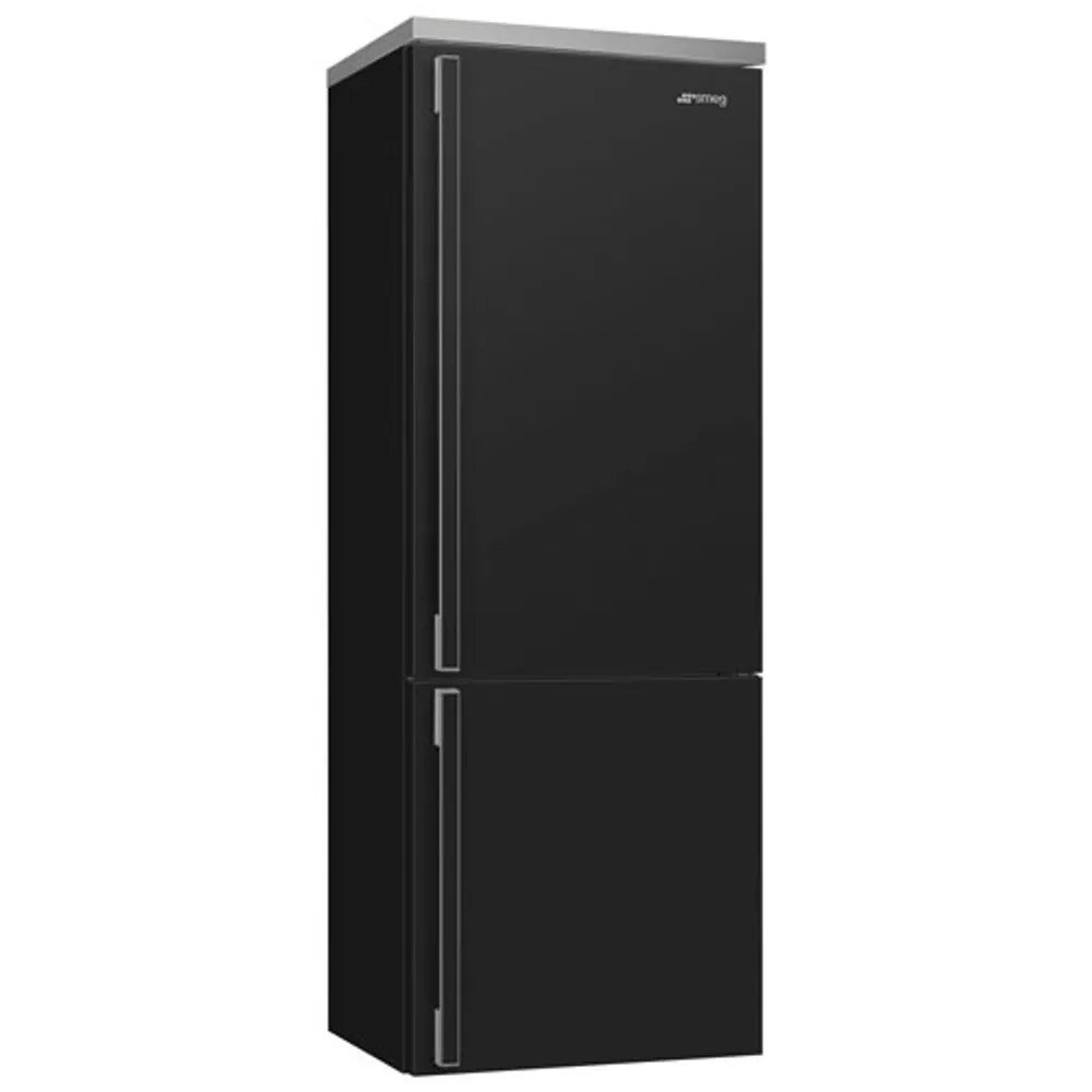 Smeg Portofino 28" 18 Cu. Ft. Bottom Freezer Refrigerator with Ice Dispenser (FA490URAN) - Anthracite