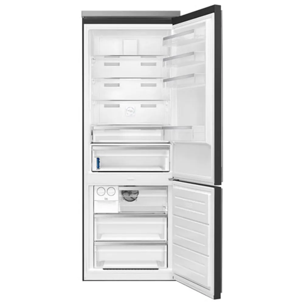 Smeg Portofino 28" 18 Cu. Ft. Bottom Freezer Refrigerator with Ice Dispenser (FA490URAN) - Anthracite