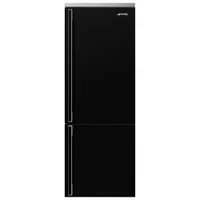 Smeg Portofino 28" 18 Cu. Ft. Bottom Freezer Refrigerator with Ice Dispenser (FA490URBL) - Black