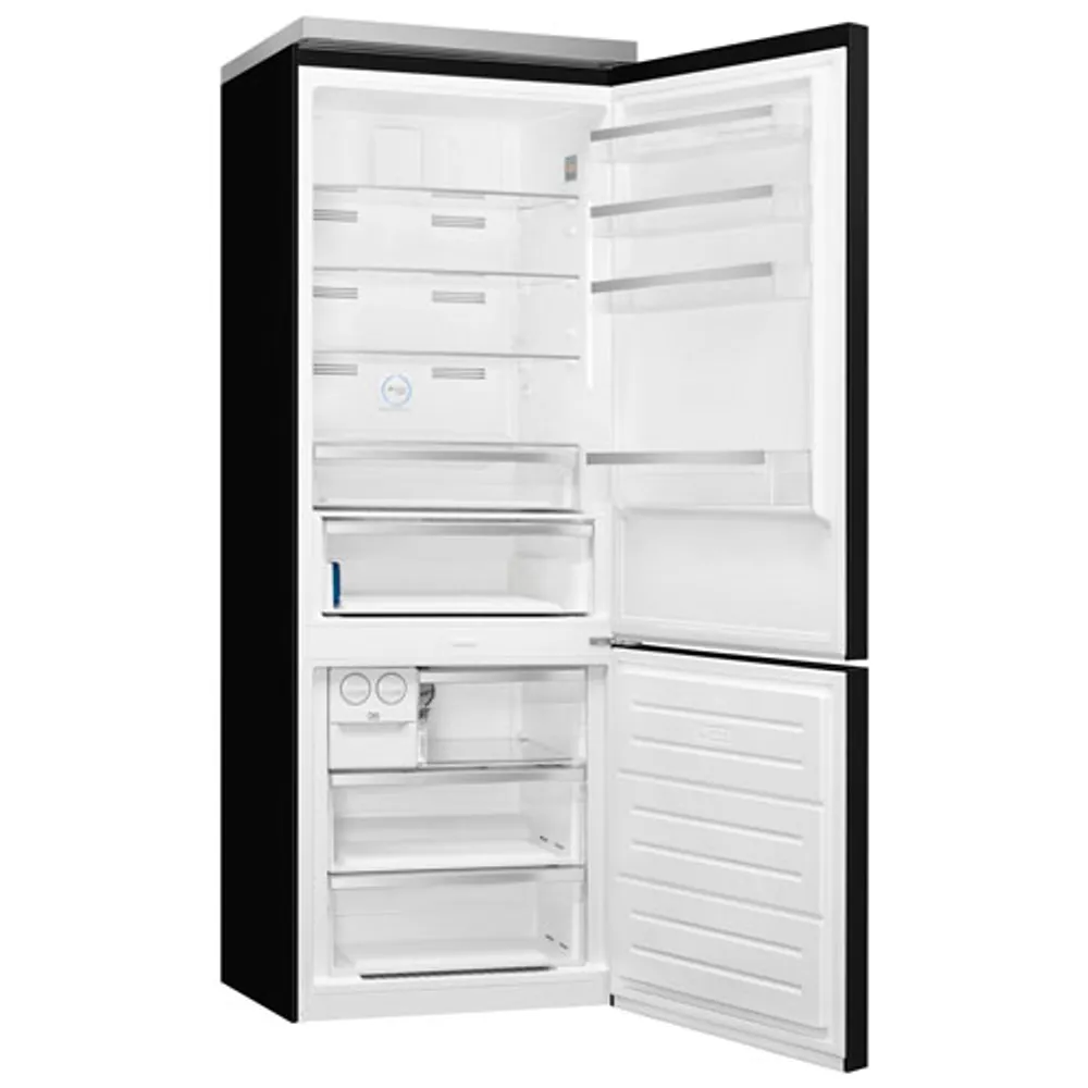 Smeg Portofino 28" 18 Cu. Ft. Bottom Freezer Refrigerator with Ice Dispenser (FA490URBL) - Black