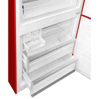 Smeg Portofino 28" 18 Cu. Ft. Bottom Freezer Refrigerator with Ice Dispenser (FA490URR) - Red