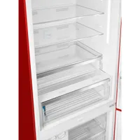 Smeg Portofino 28" 18 Cu. Ft. Bottom Freezer Refrigerator with Ice Dispenser (FA490URR) - Red