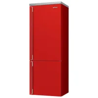 Smeg Portofino 28" 18 Cu. Ft. Bottom Freezer Refrigerator with Ice Dispenser (FA490URR) - Red