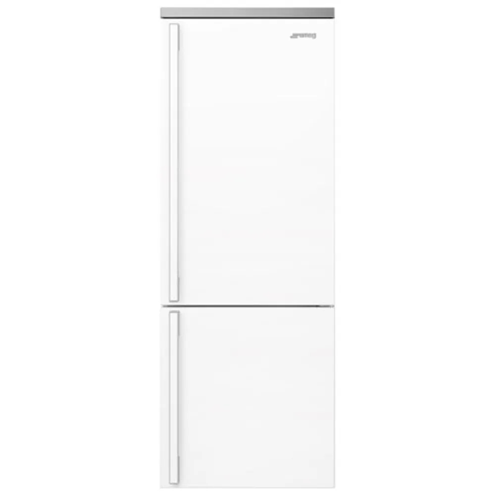 Smeg Portofino 28" 18 Cu. Ft. Bottom Freezer Refrigerator with Ice Dispenser (FA490URWH) - White