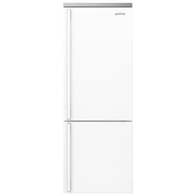 Smeg Portofino 28" 18 Cu. Ft. Bottom Freezer Refrigerator with Ice Dispenser (FA490URWH) - White