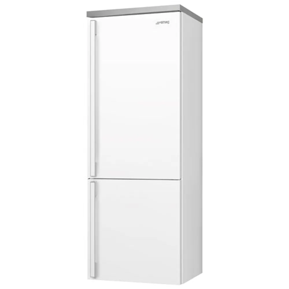 Smeg Portofino 28" 18 Cu. Ft. Bottom Freezer Refrigerator with Ice Dispenser (FA490URWH) - White