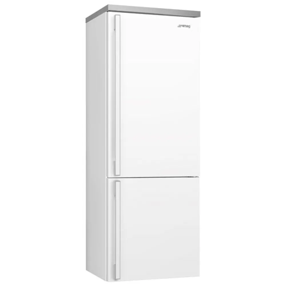 Smeg Portofino 28" 18 Cu. Ft. Bottom Freezer Refrigerator with Ice Dispenser (FA490URWH) - White