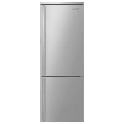 Smeg Portofino 28" 18 Cu. Ft. Bottom Freezer Refrigerator with Ice Dispenser (FA490URX) - Stainless Steel