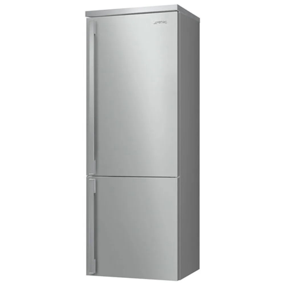 Smeg Portofino 28" 18 Cu. Ft. Bottom Freezer Refrigerator with Ice Dispenser (FA490URX) - Stainless Steel