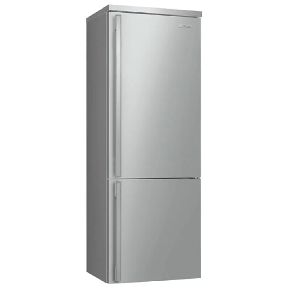 Smeg Portofino 28" 18 Cu. Ft. Bottom Freezer Refrigerator with Ice Dispenser (FA490URX) - Stainless Steel