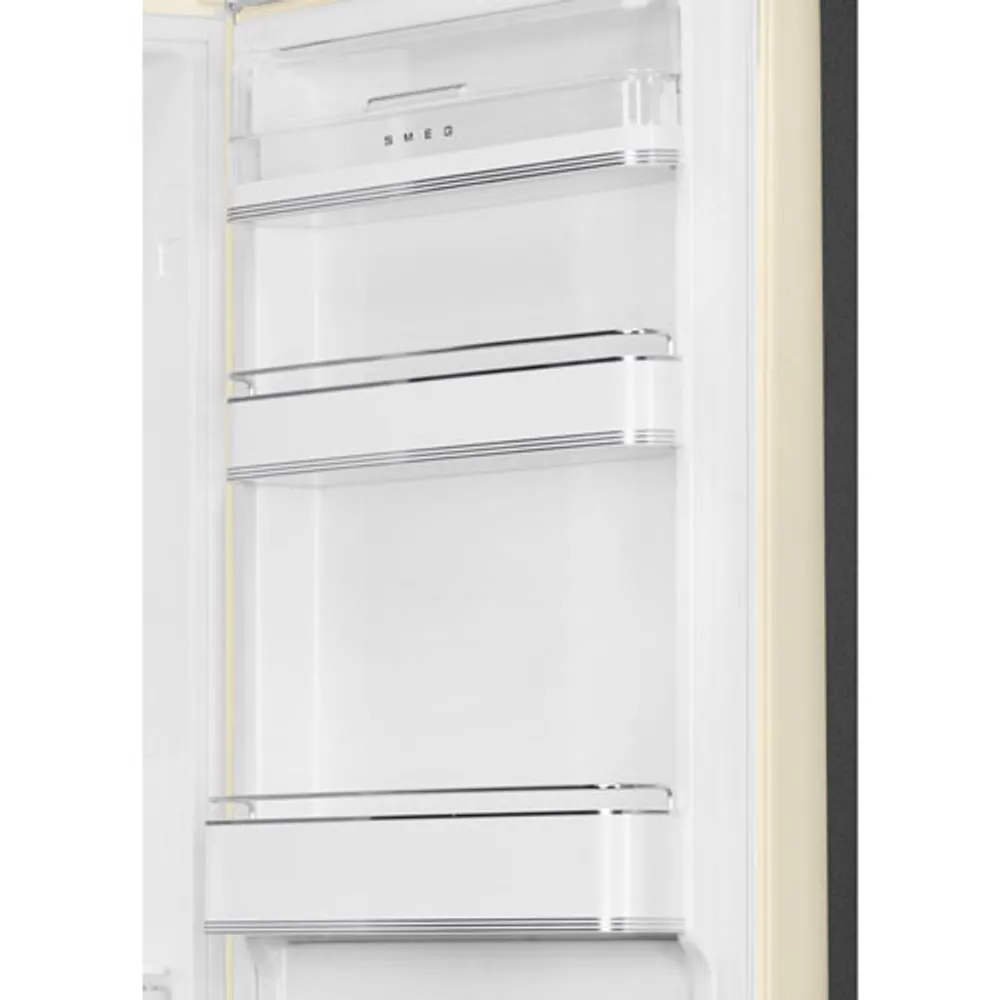 Smeg 50's Style 24" 12.9 Cu. Ft. Bottom Freezer Refrigerator with LED Lighting (FAB32URCR3) - Cream