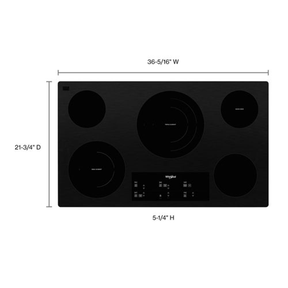 Whirlpool 36" 5-Element Electric Cooktop (WCE97US6KB) - Black