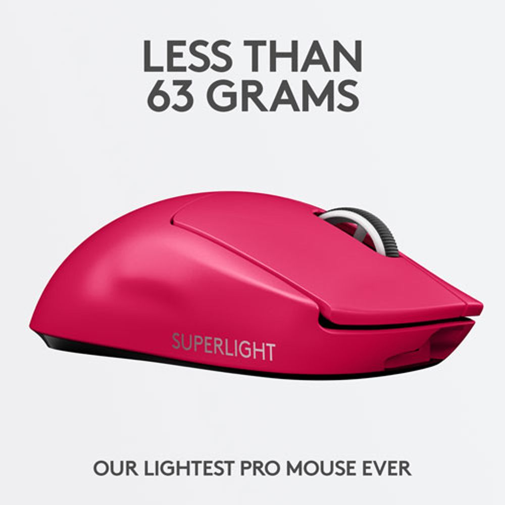 Logitech G Pro X Superlight 25600 DPI Wireless HERO Optical Gaming Mouse - Magenta