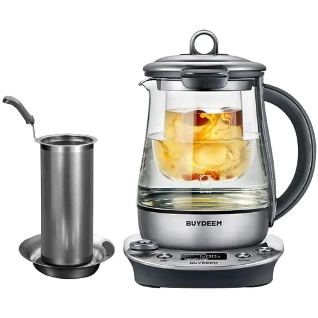  BUYDEEM K2423 Tea Maker, Durable 316 Stainless Steel & German  Schott Glass Electric Kettle, Removable Infuser, Auto Keep Warm, BPA Free,  1.2L: Home & Kitchen