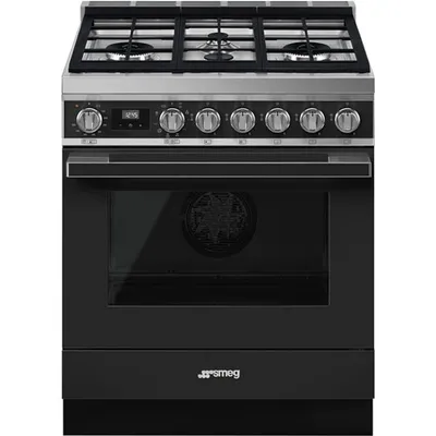 Smeg Portofino 30" 3.6 Cu. Ft. True Convection Freestanding Dual Fuel Range (CPF30UGMAN) - Anthracite