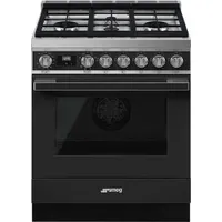 Smeg Portofino 30" 3.6 Cu. Ft. True Convection Freestanding Dual Fuel Range (CPF30UGMAN) - Anthracite