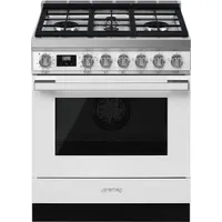 Smeg Portofino 30" 3.6 Cu. Ft. True Convection Freestanding Dual Fuel Range (CPF30UGMWH) - White