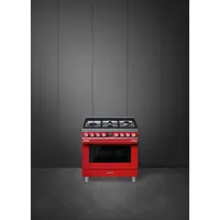 Smeg Portofino 36" 4.5 Cu. Ft. True Convection Freestanding Dual Fuel Range (CPF36UGMR) - Red