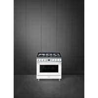 Smeg Portofino 36" 4.5 Cu. Ft. True Convection Freestanding Dual Fuel Range (CPF36UGMWH) - White