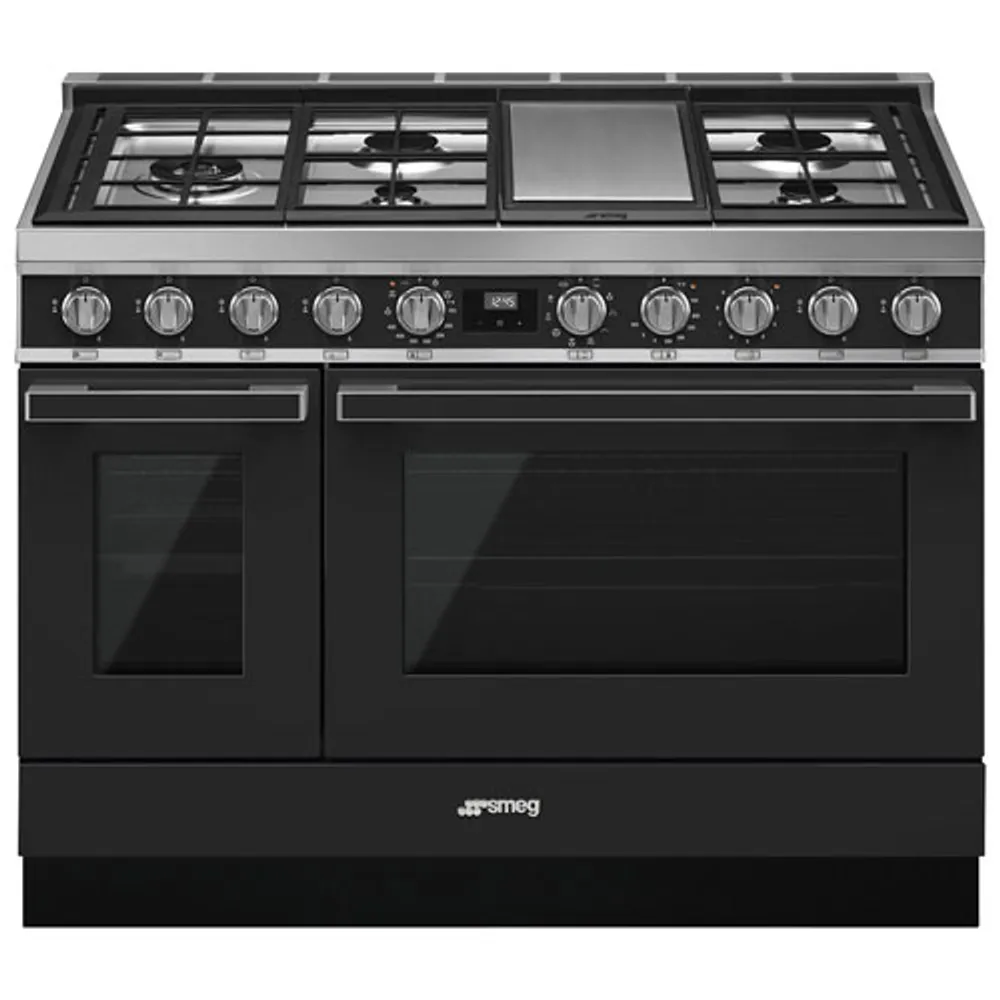 Smeg Portofino 48" 4.5/1.5 Cu. Ft. Double Oven Freestanding Dual Fuel Range (CPF48UGMAN) - Anthracite