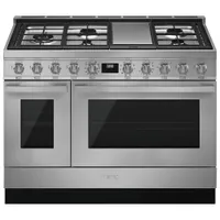 Smeg Portofino 48" 4.5/1.5 Cu. Ft. Double Oven Freestanding Dual Fuel Range (CPF48UGMX) - Stainless