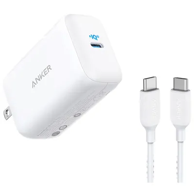 Anker PowerPort III Pod 65W USB-C Wall Charger with 1.8m (6 ft.) USB-C/USB-C Cable (B2712J21-5) - White