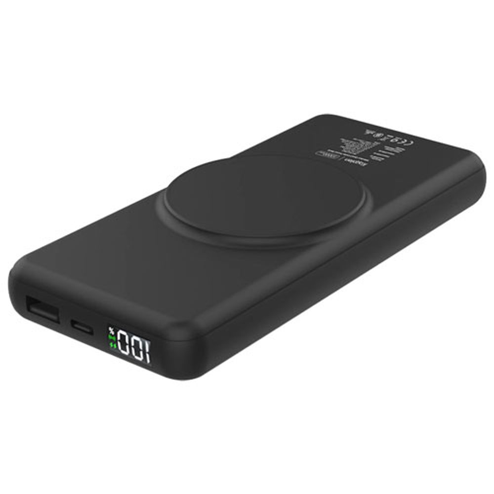 Kopplen 10000 mAh 22.5W Fast Charging USB Power Bank with Wireless Charger & Built-In USB Cable- Black