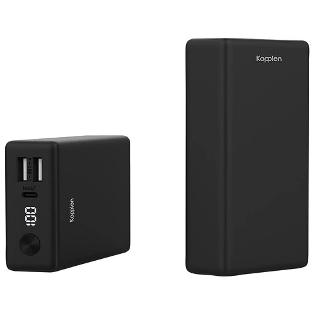 Chargeur portable USB à chargement rapide de 22,5 W et 20 000 mA h avec affichage numérique de Kopplen - Noir