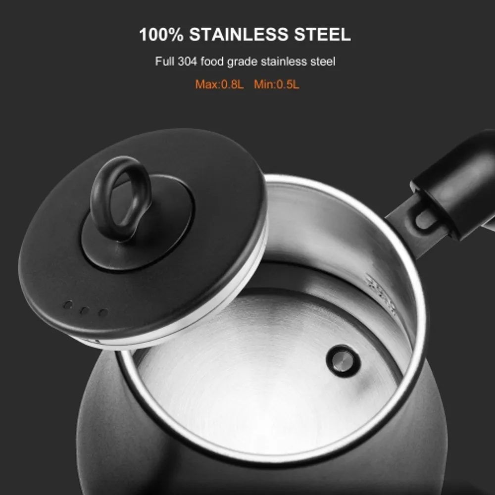  Electric Kettle, 100% Stainless Steel Tea Kettle, Electric  Gooseneck Kettle with Auto Shut Off, Pour Over Kettle for Coffee & Tea,  0.8L,1000W,Matte Black: Home & Kitchen
