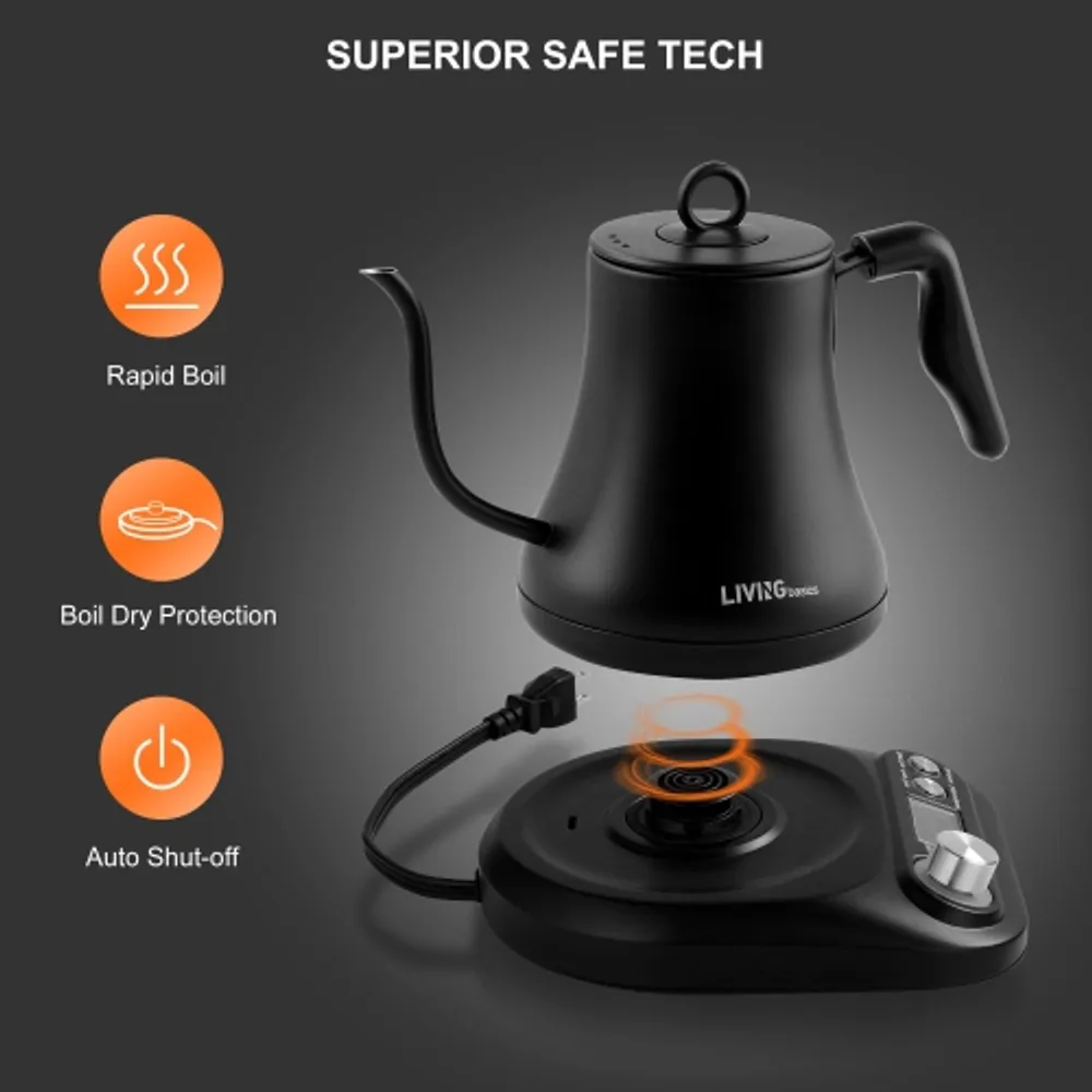  Electric Kettle, 100% Stainless Steel Tea Kettle, Electric  Gooseneck Kettle with Auto Shut Off, Pour Over Kettle for Coffee & Tea,  0.8L,1000W,Matte Black: Home & Kitchen