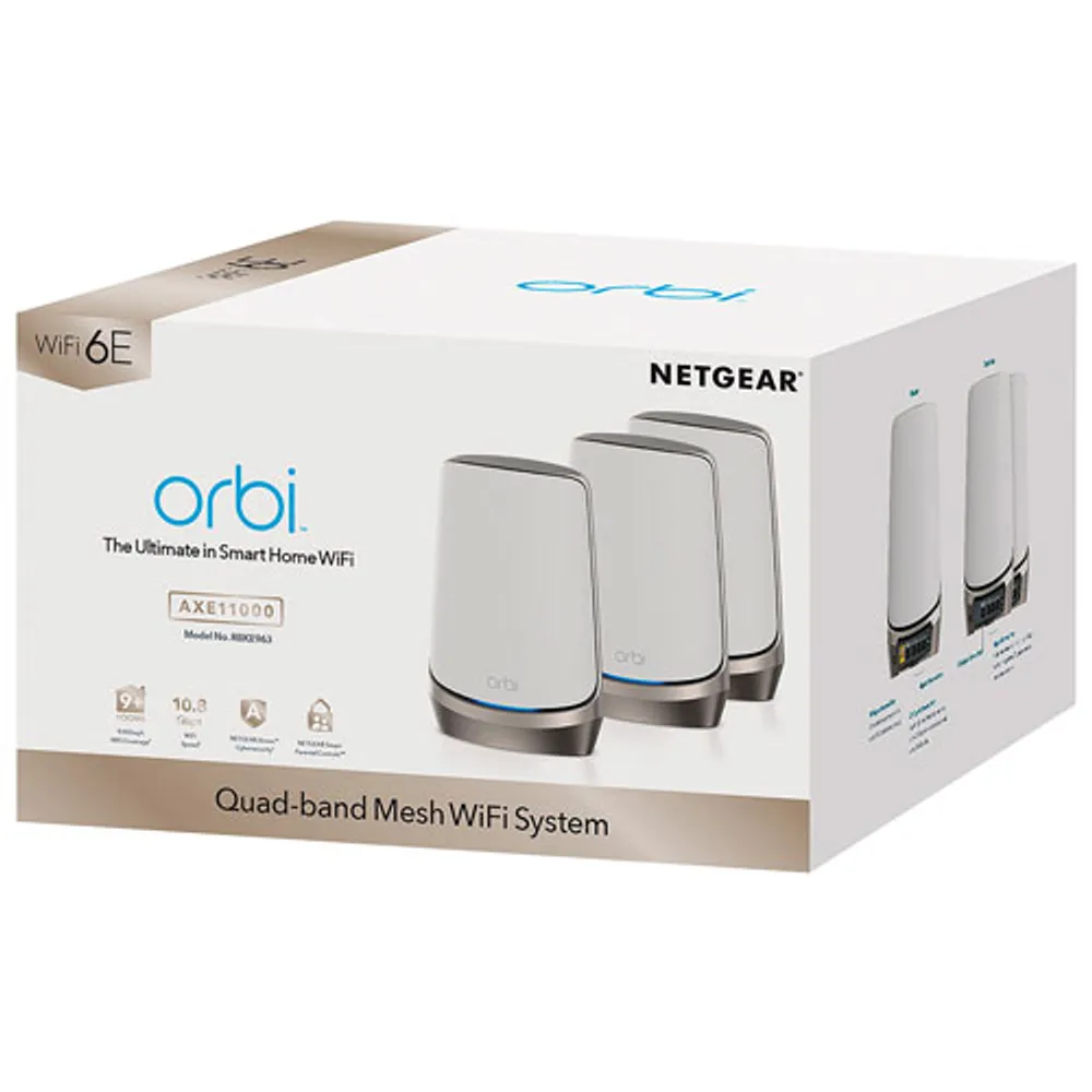 NETGEAR Orbi RBK853 Tri-Band Mesh Wi-Fi 6 System (Set of 3) for