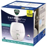 Humidificateur ultrasonique à vapeur fraîche 3-en-1 Sleepytime de Vicks - Blanc