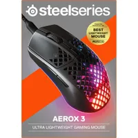 SteelSeries Aerox 3 2022 Edition 8500 DPI Optical Gaming Mouse - Black